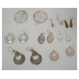 1168	8 PAIRS OF LADIES STERLING SILVER EARRINGS, 1.17 TOZ