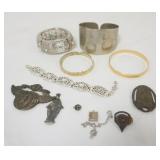 1169	4 LADIES DESIGNER BRACELETS, SOPHIA WATCH AND VINTAGE RELIGIOUS PINS