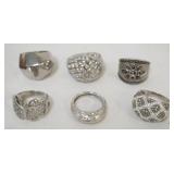 1170	8 LADIES DESIGNER RINGS, SOME MARKED BY DESIGNER, 4 ARE APPROXIMATELY SIZE 9, ONE IS APPROXIMAT