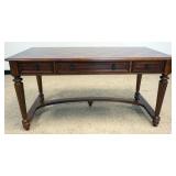 1179	HOOKER 3 DRAWER DESK WITH PARQUET TOP AND TAPERED REEDED LEGS, APPROXIMATELY 60 IN X 30 IN X 31