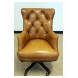 1181	HOOKER FURNITURE CO. LEATHER TUFTED BACK SWIVEL OFFICE CHAIR, SOME MILD SPOTTING, APPROXIMATELY