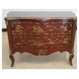 1183	CINOISERIE ASIAN STYLE 2 DRAWER CONTEMPORARY CHEST WITH GILT ACCENTS AND TRIM, APPROXIMATELY 44