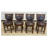 1185	WOOD BRIDGE FURNITURE SWIVEL BAR STOOLS WITH METAL TACK ACCENTS, SEAT HEIGHT APPROXIMATELY 25 I