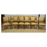 1210	SET OF 12 ARMUNDO COLLECTION ITALY, DINING ROOM CHAIRS WITH GILT DRAPED ACCENTS, SOME WITH MILD