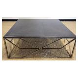 1212	GABBY BY GABBY HOME COCKTAIL TABLE OAK TOP ON METAL BASE, APPROXIMATELY 48 IN SQ X 19 IN H