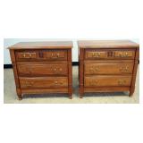 1222	PAIR OF HARDEN SOLID CHERRY 3 DRAWER BEDSIDE CHESTS, EACH APPROXIMATELY 33 IN X 19 IN X 32 IN H