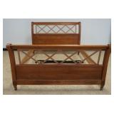 1225	HARDEN SOLID CHERRY BED WITH METAL LATTICE WORK ACCENT PANELS, APPROXIMATELY 63 IN X 94 IN X 45