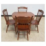 1228	L. HITCHCOCK DROP LEAF BUTLERS TABLE WITH 4 PLANK BOTTOM STENCILED CHAIRS, VERY CLEAN, TABLE AP