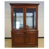 1231	HARDEN SOLID CHERRY 2 PIECE CHINA CABINET WITH MIRROR BACK, BEVELED GLASS DOORS AND INTERIOR LI