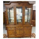 1237	PENNSYLVANIA HOUSE *VILLAGE MANOR* 2 PIECE BREAKFRONT WITH BEVELED GLASS DOORS AND INTERIOR LIG