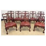1245	SET OF 8 HIGHLY CARVED MAHOGANY DINING ROOM CHAIRS