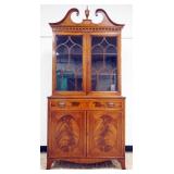 1249	PETITE MEDALLION INLAID MAHOGANY SHERATON STYLE CHINA CABINET, APPROXIMATELY 17 IN X 37 IN X 80