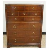 1250	MAHOGANY 7 DRAWER HIGH CHEST WITH ROPE TURNED BRASS PULLS, APPROXIMATELY 40 IN X 18 IN X 52 IN 