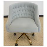 1252	VELOUR TUFTED BACK UPHOLSTERED SWIVEL CHAIR, SOME FADING, APPROXIMATELY 25 IN X 23 IN X 34 IN H