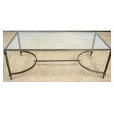 1258	METAL FRAMED GLASS TOP COCKTAIL TABLE, APPROXIMATELY 24 IN X 49 IN X 17 IN H