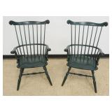 1266	PAIR OF HITCHCOCK FAN BACK WINDSOR CHAIRS, EACH APPROXIMATELY 24 IN X 20 IN X41 IN H