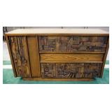 1268	MID CENTURY MODERN LANE STACCATO SERVER HAVING 2 DRAWERS AND 1 DOOR, APPROXIMATELY 54 IN X 18 I