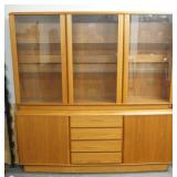 1271	NORDIC FURNITURE DANISH TEAK 2 PIECE MODERN STYLE BREAKFRONT WITH ADJUSTABLE GLASS SHELVES AND 