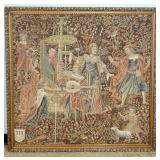 1282	LARGE FRAMED TAPESTRY, MIDIEVAL THEME, APPROXIMATELY 59 IN X 57 IN H