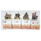 1141	4 DAVID WINTER HAND PAINTED COTTAGES, MISTLETOE COTTAGE, THE GUARD VAN SIGNED BY ARTIST, FIRKIN