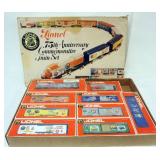 1188	LIONEL TRAIN O GAUGE  LIONE 75TH ANNIVERSARY COMMEMORATIVE TRAIN SET, 1900-1975, OUTER BOX WORN WITH STAINING