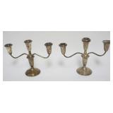 1002	EMPIRE STERLING SILVER WEIGHTED CANDLEABRA, EACH APPROXIMATELY 10 1/2 IN X 8 IN H, 1 MISSING CA