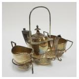 1003	STERLING SILVER BLACK STARR & FROST 3 PC. TEA SET, TEA POT, CREAMER AND SUGAR IN HOLDER, 3 PC. 