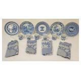 1007	SPODE *BLUE ROOM COLLECTION*, 5 - 10 1/2 IN PLATES AND 6 MUGS