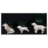 1022	IRISH BELLEEK ANIMAL FIGURES, 3 DOGS, TALLEST PIECE APPROXIMATELY 6 IN H