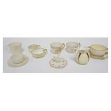 1026	GROUP OF ASSORTED AMERICAN BELLEEK, CUPS AND SAUCERS, RING TREE AND MINIATURE PITCHERS