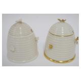 1034	2 LENOX BEEHIVE HONEY JARS, TALLEST APPROXIMATELY 5 IN H