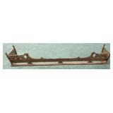 1052A	LARGE ORNATE ANTIQUE BRASS FIREPLACE FENDER W/LION HEADS, APPROXIMATELY 74 IN X 14 IN X 12 IN