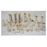 1053	GROUP OF ASSORTED SALTS & PEPPERS INCLUDING SOME AMERICAN BELLEEK, LARGEST APPROXIMATELY 9 IN H