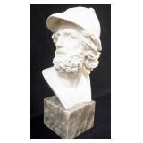 1063	CARVED MARBLE GREEK BUST OF MENELAUS, APPROXIMATELY 17 IN H