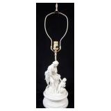 1070	PARIAN TABLE LAMP WITH IMAGE OF WOMAN AND CHILD, APPROXIMATELY 27 IN H OVERALL