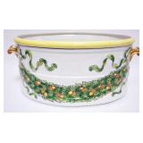 1109	ITALIAN OVAL DOUBLE HANDLED MAJOLICA STYLE PLANTER, APPROXIMATELY 18 IN X 13 IN 