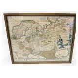 1142	ANTIQUE FRAMED MAP OF MOSCOW, GREATER RUSSIA, NICOLAES VISSCHER, APPROXIMATELY 18 IN X 22 IN OV