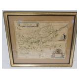 1143	ANTIQUE BELIGUM MAP, JOHANNES JANSSONIUS, FRAMED AND MATTED, APPROXIMATELY 24 IN X 28 IN OVERAL