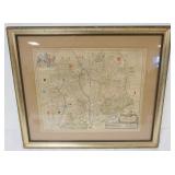 1144	ANTIQUE FRAMED AND MATTED MAP, HILDESIENSIS GERMANY BY WILLEM AND JOAN BLAEU, APPROXIMATELY 24 
