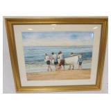 1148	FRAMED WATERCOLOR, JOHN SACALIS, IMAGE OF NEW JERSEY SHORE SCENE, APPROXIMATELY 31 IN X 38 IN O