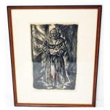 1152	FRAMED SIGNED LITHOGRAPH BY IVAN LORRAINE ALBRIGHT *FOLLOW ME*, APPROXIMATELY 17 IN X 21 IN OVE