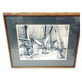 1153	FRAMED AND MATTED JOHN NOBLE SIGNED LITHOGRAPH TITLED *YOUNG AND DRYING GAILS*, APPROXIMATELY 2