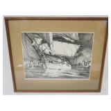 1154	FRAMED AND MATTED JOHN NOBLE SIGNED AND NUMBERED LITHOGRAPH TITLED *THE GAUDALHORCE LEAVES BAYO