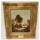 1165	FRAMED OIL ON BOARD, LANDSCAPE WITH CATTLE, APPROXIMATELY 16 IN X 19 IN OVERALL