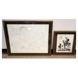 1173	2 FRAMED PICASSO COPY PRINTS, LARGEST APPROXIMATELY 43 IN X 35 IN
