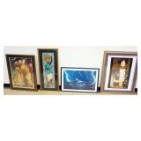 1174	GROUP OF 4 PIECES FRAMED ARTWORK W/POSTER, LARGEST APPROXIMATELY 28 IN X 36 IN