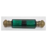 1179	VICTORIAN EMERALD GREEN GLASS DOUBLE PERFUME, APPROXIMATELY 5 IN LONG