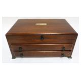 1198	WOOD TABLE TOP JEWELRY CHEST, APPROXIMATELY 15 IN X 10 IN X  8 IN