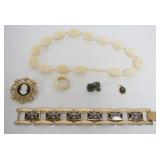 1206	JEWELRY ASSORTMENT INCLUDING ONYX PENDANT MARKED CARLA 14K/20 WEIGHING .58 DWT WITH STONES, CAM