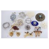 1212	15 LADIES COSTUME PINS , SOME MARKED BY MAKER